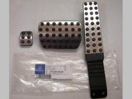 Mercedes W211 E-class накладки на педали спортивные, резино металлические, AMG, комплект 3 шт.