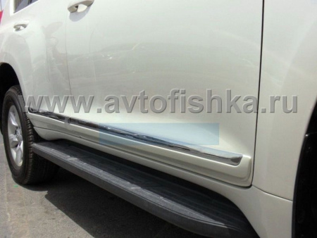 Toyota Land Cruiser Prado 150 (17-) молдинги на двери боковые черные (202) с хромированными вставками, комплект 4 шт.