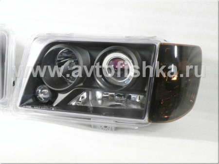 Mercedes W124 (84-95) поворотники угловые оранжево-тонированные прозрачные, комплект 2 шт.