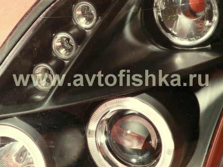 Suzuki Swift (04-) фары передние линзовые черные, со светодиодами, комплект 2 шт.