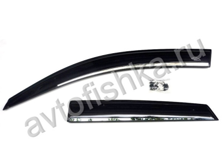 Audi Q3 (10-) дефлекторы боковых окон темные, ветровики с нержавеющим молдингом, комплект 4 шт.