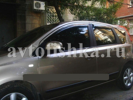 Дефлекторы боковых окон 4 части темные Nissan Note 2006-