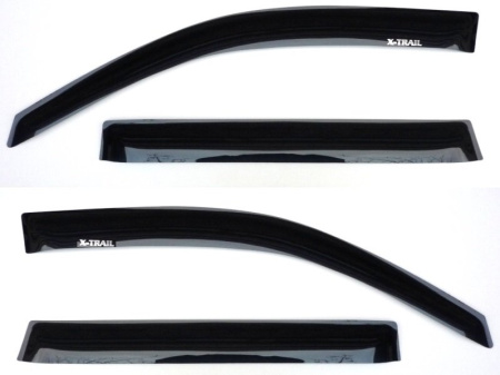 Nissan X-trail T30 (2001-2007) дефлекторы окон с хромированным логотипом