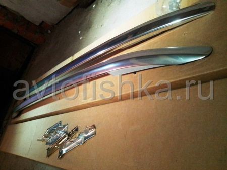 Volkswagen Touareg (2010-) рейлинги на крышу из полированной нержавеющей стали в стиле Оригинал, комплект 2 шт.