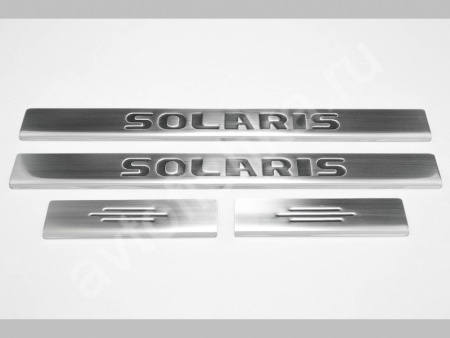 Hyundai Solaris (2011-) накладки на пороги из нержавеющей стали, 4 шт.