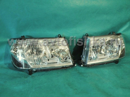 Toyota Land Cruiser 100 (05-08) передние фары хромированные, под корректор, дизайн Land Cruiser 200, комплект 2 шт.