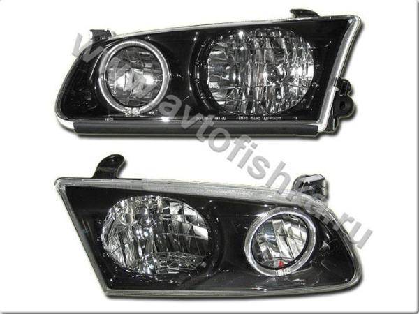 Toyota Camry (08.1999-2001) SXV2#, MCV20 USA фары передние черные, со светящимися ободками, комплект 2 шт.