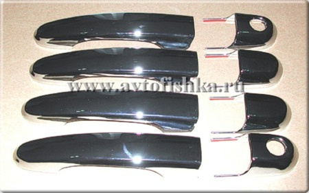 Hyundai Tucson (04-) комплект хромированных накладок на внешние ручки дверей.