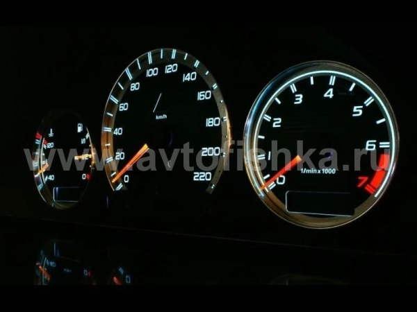 Mercedes W210 E class 1995-1999 светящиеся шкалы приборов - накладки на циферблаты панели приборов, дизайн № 1