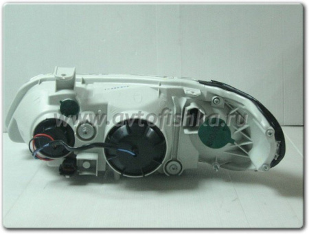 Nissan Almera II N16 (00-06) фары передние линзовые черные, со светящимися ободками, комплект 2 шт.