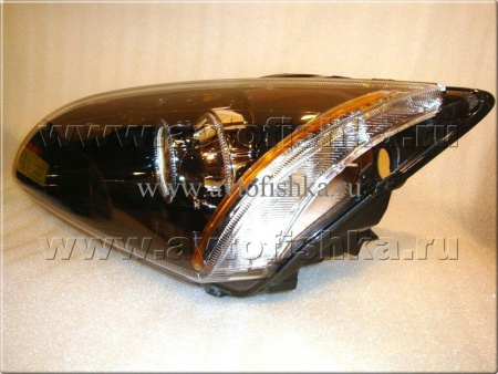 Ford Focus 2 (05-07) фары передние линзовые черные, под корректор, со светящимися ободками, комплект 2 шт.