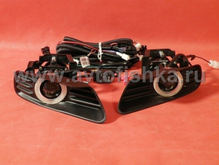 Toyota Camry V40 (06-09) фары противотуманные линзовые со светящимися ободками, установочный комплект