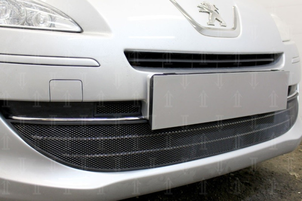 Peugeot 408 (12–) Защита радиатора, чёрная (3 части)
