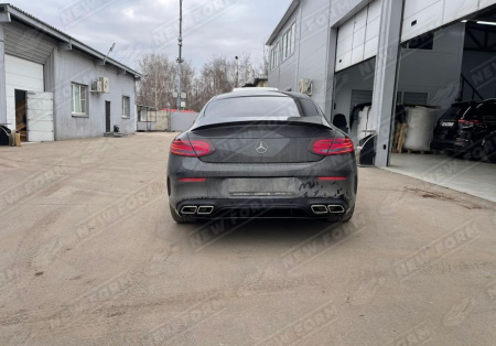 Mercedes-Benz C-Klasse W205 Coupe 2014 - 2018 Диффузор заднего бампера 6.3 Edition с хром насадками