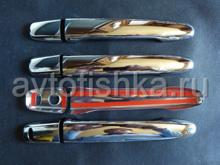 Mitsubishi Outlander XL, Peugeot 4007, Citroen C-crosser накладки на ручки дверей, из нержавеющей стали, под сенсор KOS, комплект 4 шт.