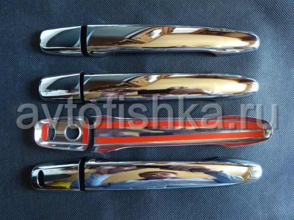 Mitsubishi Outlander XL, Peugeot 4007, Citroen C-crosser накладки на ручки дверей, из нержавеющей стали, под сенсор KOS, комплект 4 шт.