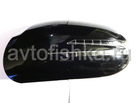 Mercedes W220, W215 корпуса боковых зеркал черные, со светодиодными поворотниками и подсветкой Welcome, дизайн SL-class, комплект 2 шт.