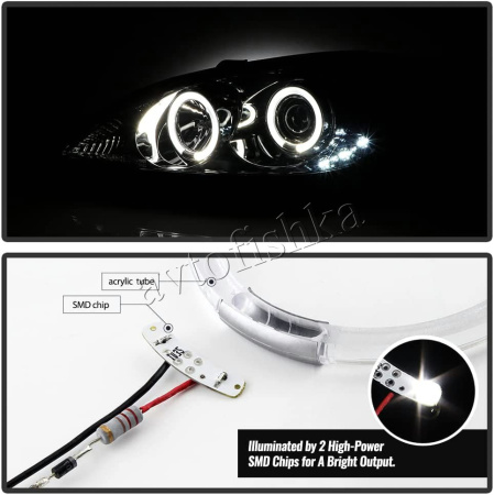 Toyota Camry 30 (01-06) UAE, Europe, USA фары передние линзовые хромированные, со светящимися ободками, комплект 2 шт.