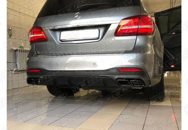 Mercedes-Benz GLS-Klasse X166 2015 - 2019 Диффузор заднего бампера 6.3 AMG с черными насадками