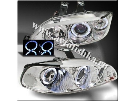 Honda Civic (92-96) 3 дв. фары передние линзовые хромированные, со светящимися ободками, комплект 2 шт.