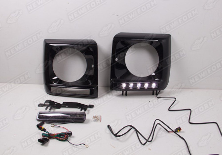 Mercedes-Benz G-Klasse W463 1990 - 2018 Очки на фары черные с черными ДХО