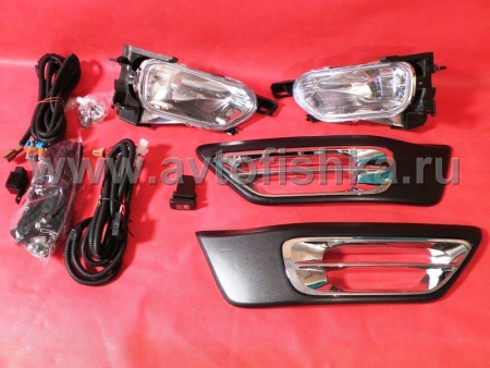 Honda CR-V II (01-03) фары передние противотуманные зеркальные хромированные, установочный комплект