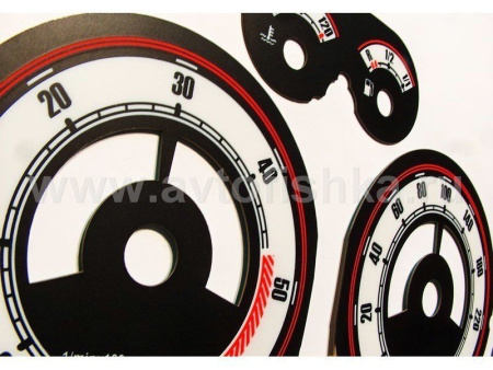 Audi A6, C5 (97-04) светящиеся шкалы приборов - накладки на циферблаты панели приборов, дизайн № 2
