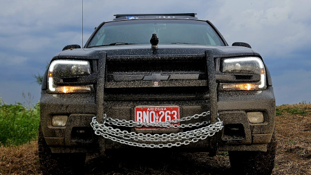 Фары передние черные с LED подсветкой — Chevrolet Trailblazer 2001-2009