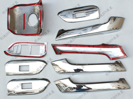 Toyota Land Cruiser Prado 150 (10-) накладки панелей салона, хромированные, комплект 9 предметов