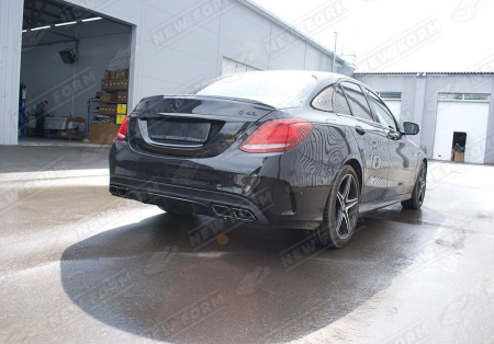 Mercedes-Benz C-Klasse W205 2014 - 2018 Диффузор заднего бампера 6.3 AMG черный с черными насадками