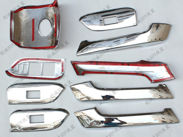 Toyota Land Cruiser Prado 150 (10-) накладки панелей салона, хромированные, комплект 9 предметов