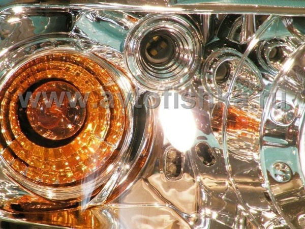 Audi A3 (96-02) передние фары линзовые хромированные, со светящимися ободками, со светодиодами, комплект 2 шт.