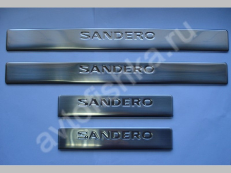 Renault Sandero (2006-) накладки на пороги из нержавеющей стали, 4 шт.