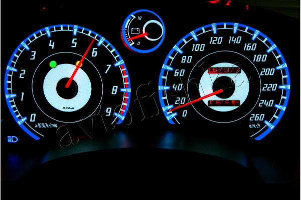 Toyota MR2 - W20 светодиодные шкалы (циферблаты) на панель приборов - дизайн 1