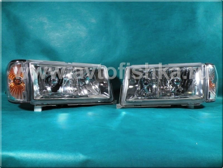 Mercedes W201 190E 190D (82-93) фары передние хромированные с указателями поворотов, комплект 2 шт.