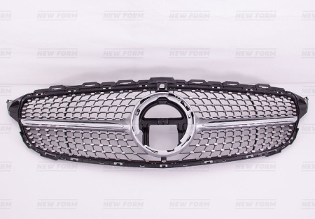 Mercedes-Benz C-Klasse W205 рестайлинг 2018 - 2021 Решетка радиатора Diamond Sport серебро под камеру