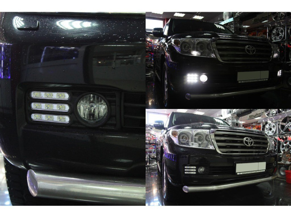 Toyota Land Cruiser 200 (07-11) фары передние противотуманные со светодиодной подсветкой, комплект 2 шт.