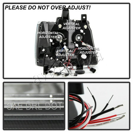 Chevrolet Tahoe (07-), Avalanche (07-) фары передние линзовые хромированные, со светящимися ободками и светодиодной подсветкой, комплект 2 шт.