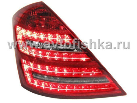 Mercedes S W221 (05-09) фонари задние светодиодные красно-хромированные, дизайн после 2009 года, комплект 2 шт.
