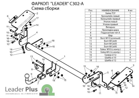Citroen Berlingo; Partner (08–/12–) Фаркоп (тягово-сцепное устройство)