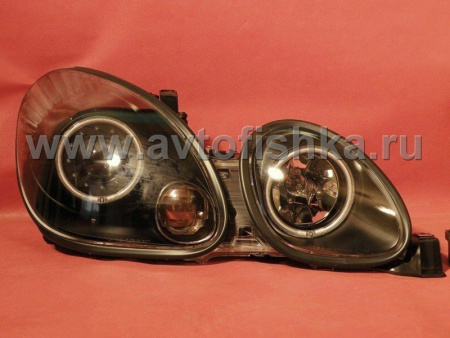 Lexus GS300, GS400, GS430, Toyota Aristo (97-05) фары передние линзовые черные со светящимися ободками, комплект 2 шт.