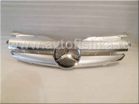 Mercedes SLK R170 (98-04) решетка радиатора 2 ламели, дизайн AMG, серебристая