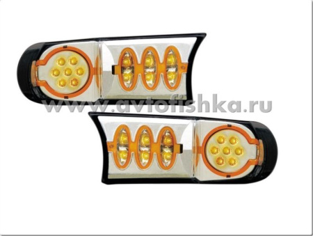 Toyota FJ Cruiser (07-) поворотники передние светодиодные хромированные с желтым, комплект 2 шт.