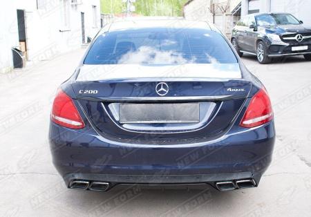 Mercedes-Benz C-Klasse W205 2014 - 2018 Диффузор заднего бампера 6.3 AMG черный на штатный бампер