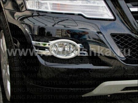 Mercedes-Benz W164 ML (09-), X164 GL (10-) рамки противотуманных передних фар хромированные, овальные, комплект 2 шт.