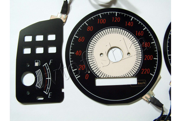 Toyota Corolla E11 светодиодные шкалы (циферблаты) на панель приборов - дизайн 1