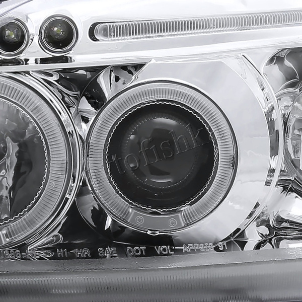 Honda Civic, Ferio EK (99-00) фары передние хромированные, со светящимися ободками с белыми рефлекторами, линзовые