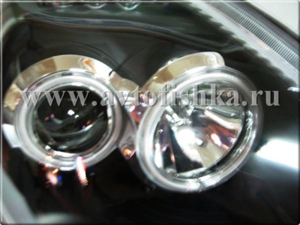 Nissan Tiida (04-) фары передние линзовые черные, комплект 2 шт.