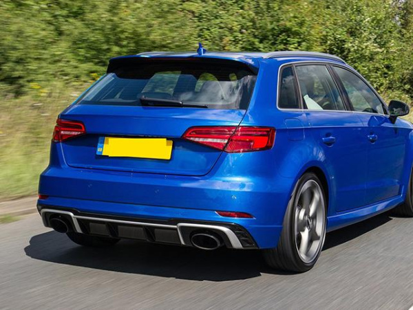 Раздвоенный выхлоп RS3 для Audi A3 S-line 2017-2020 - нержавейка