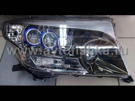 Toyota Land Cruiser 200 (2008-) фары передние линзовые тонированный хром, под корректор, дизайн LS600h, по заказу MidWest, комплект 2 шт.
